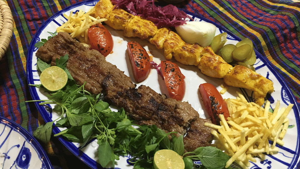 chicken and lamb kebab
