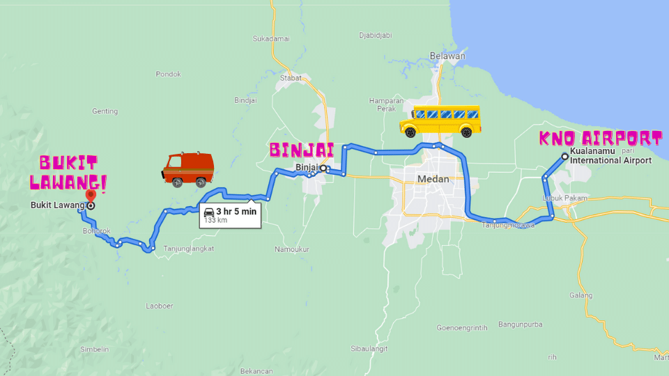 From KNO airport to Bukit Lawang